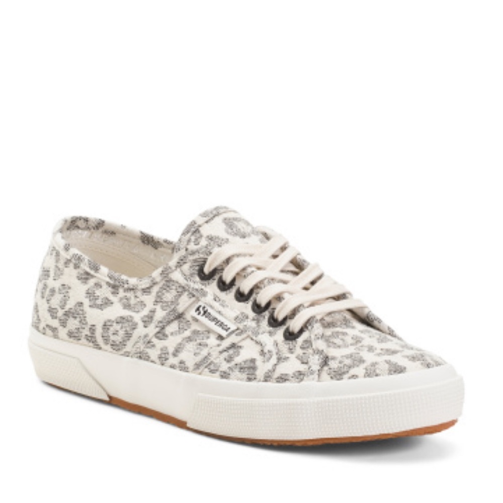 Superga Jacquard Animal Print Lace Up Sneakers White & Gray Women’s Size 7.5
